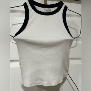 Maeve Black Trim White Tank Top